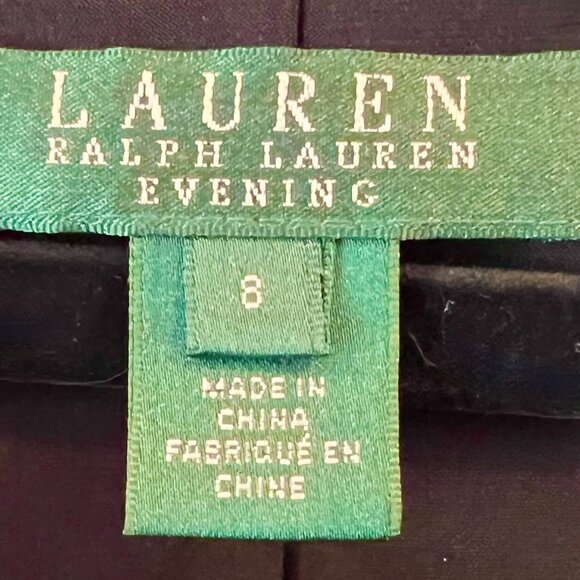 LAUREN Ralph Lauren Evening B&W Draped Ruffled Sleeveless Long Gown Sz 8 - Picture 5 of 7